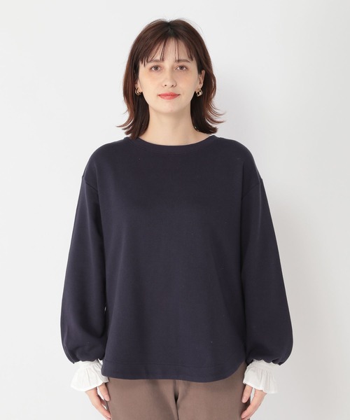 studio CLIP(スタディオクリップ)の「袖口布帛裏毛プルオーバー(Tシャツ/カットソー・レディース・ベージュ/ネイビー/アイボリー・FREE)」の9枚目の写真