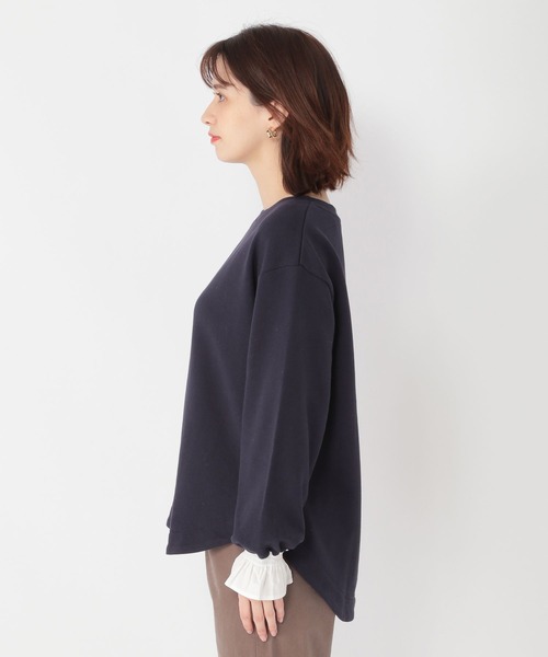 studio CLIP(スタディオクリップ)の「袖口布帛裏毛プルオーバー(Tシャツ/カットソー・レディース・ベージュ/ネイビー/アイボリー・FREE)」の10枚目の写真