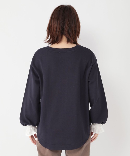 studio CLIP(スタディオクリップ)の「袖口布帛裏毛プルオーバー(Tシャツ/カットソー・レディース・ベージュ/ネイビー/アイボリー・FREE)」の11枚目の写真