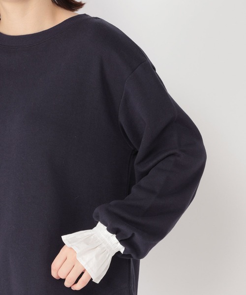 studio CLIP(スタディオクリップ)の「袖口布帛裏毛プルオーバー(Tシャツ/カットソー・レディース・ベージュ/ネイビー/アイボリー・FREE)」の13枚目の写真