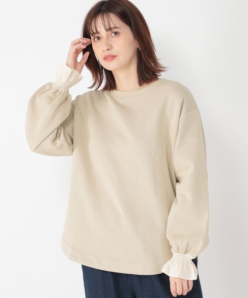 studio CLIP(スタディオクリップ)の「袖口布帛裏毛プルオーバー(Tシャツ/カットソー・レディース・ベージュ/ネイビー/アイボリー・FREE)」の19枚目の写真