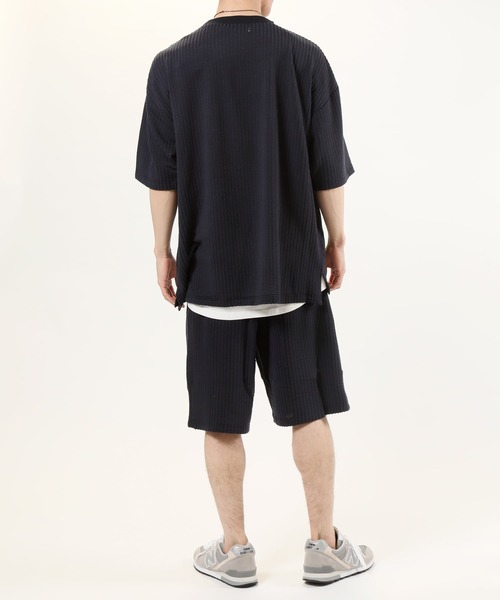 TopIsm（トップイズム）の「3点セット シアサッカー ポケット付カットソーとショーツとタンクトップのセットアップ（セットアップ・メンズ・ホワイト/ブラック/ベージュ/ネイビー・M/L）」の7枚目の写真