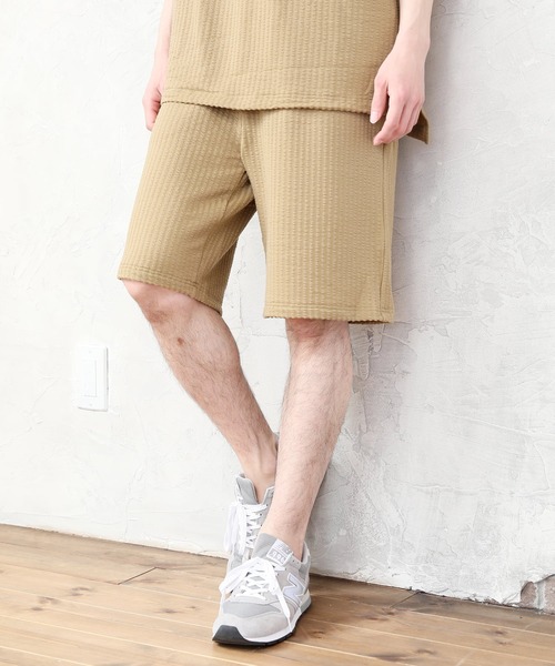 TopIsm（トップイズム）の「3点セット シアサッカー ポケット付カットソーとショーツとタンクトップのセットアップ（セットアップ・メンズ・ホワイト/ブラック/ベージュ/ネイビー・M/L）」の16枚目の写真