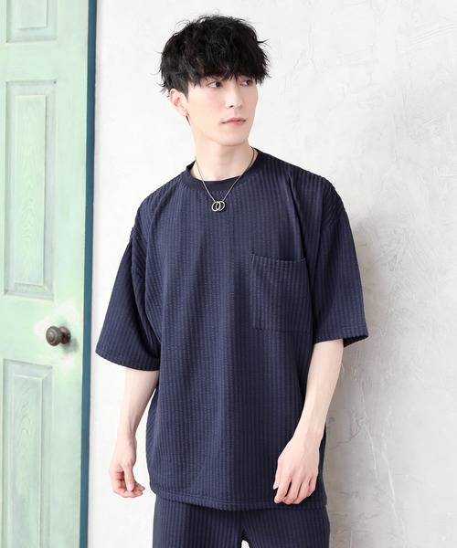 TopIsm（トップイズム）の「3点セット シアサッカー ポケット付カットソーとショーツとタンクトップのセットアップ（セットアップ・メンズ・ホワイト/ブラック/ベージュ/ネイビー・M/L）」の18枚目の写真