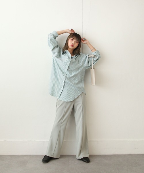 Chillfar(チルファー)の「センターシームフレアパンツ(スラックス・レディース・ブラック/ベージュ/ミント・MEDIUM/LARGE)」の8枚目の写真