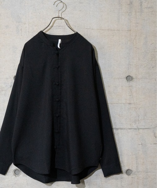 JOHN'S CLOSET(ジョンズクローゼット)の「【i】ポリ梨地チャイナシャツ(シャツ/ブラウス・メンズ・ベージュ/ブラック/グリーン/オフホワイト・LARGE/MEDIUM)」の3枚目の写真
