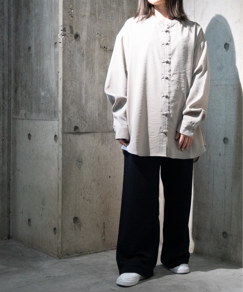 JOHN'S CLOSET(ジョンズクローゼット)の「【i】ポリ梨地チャイナシャツ(シャツ/ブラウス・メンズ・ベージュ/ブラック/グリーン/オフホワイト・LARGE/MEDIUM)」の10枚目の写真