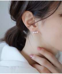 Meach.】K18 ・3連パールピアス/パールキャッチ（ピアス（両耳