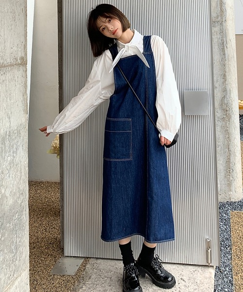 Jewelobe（ジュエローブ）の「2wayデニムジャンスカ（ジャンパースカート・レディース・インディゴブルー・FREE）」の6枚目の写真