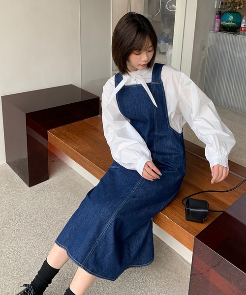 Jewelobe（ジュエローブ）の「2wayデニムジャンスカ（ジャンパースカート・レディース・インディゴブルー・FREE）」の13枚目の写真