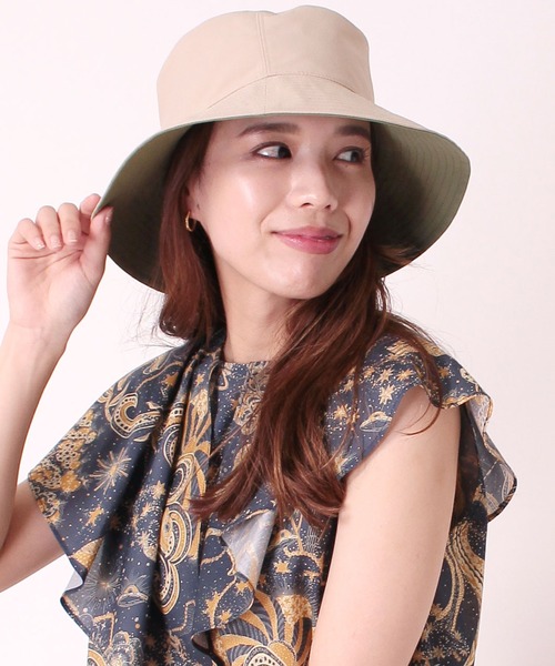 Jines(ジネス)の「ATELIER BRUGGE・Pack ポケッタブル・リバーシブルハット(ハット・レディース・ベージュ/ブラック・FREE)」の2枚目の写真