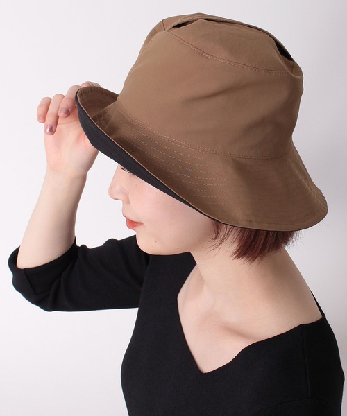 Jines(ジネス)の「ATELIER BRUGGE・Pack ポケッタブル・リバーシブルハット(ハット・レディース・ベージュ/ブラック・FREE)」の6枚目の写真