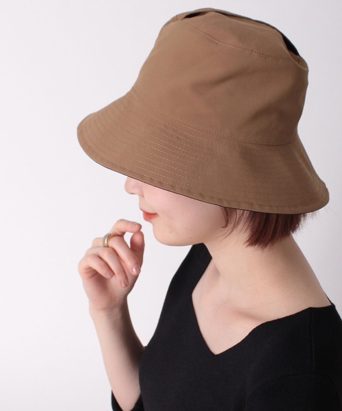 Jines(ジネス)の「ATELIER BRUGGE・Pack ポケッタブル・リバーシブルハット(ハット・レディース・ベージュ/ブラック・FREE)」の4枚目の写真