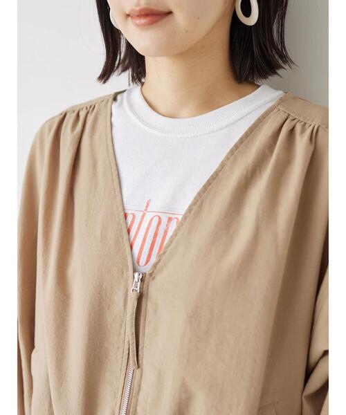 Green　Parks（グリーンパークス）の「Vネックブルゾン（ブルゾン・レディース・チャコールグレー/ベージュ/カーキ・FREE）」の12枚目の写真