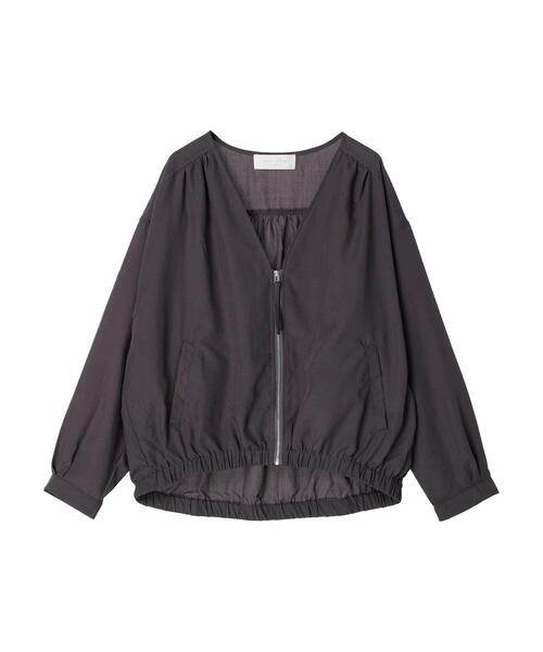 Green　Parks（グリーンパークス）の「Vネックブルゾン（ブルゾン・レディース・チャコールグレー/ベージュ/カーキ・FREE）」の3枚目の写真