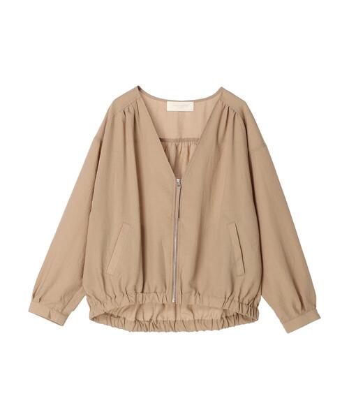 Green　Parks（グリーンパークス）の「Vネックブルゾン（ブルゾン・レディース・チャコールグレー/ベージュ/カーキ・FREE）」の4枚目の写真