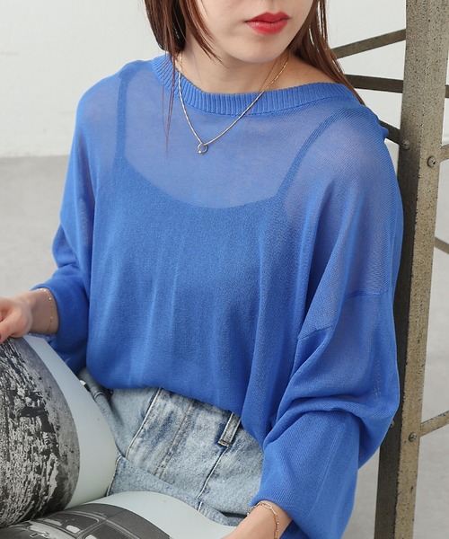 COLONY 2139（コロニートゥーワンスリーナイン）の「シアーニット　2WAYカーディガン（カーディガン/ボレロ・レディース・ブラック/ピンク/オレンジ/ブルー/グリーン・FREE）」の4枚目の写真