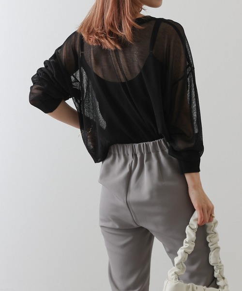 COLONY 2139（コロニートゥーワンスリーナイン）の「シアーニット　2WAYカーディガン（カーディガン/ボレロ・レディース・ブラック/ピンク/オレンジ/ブルー/グリーン・FREE）」の10枚目の写真