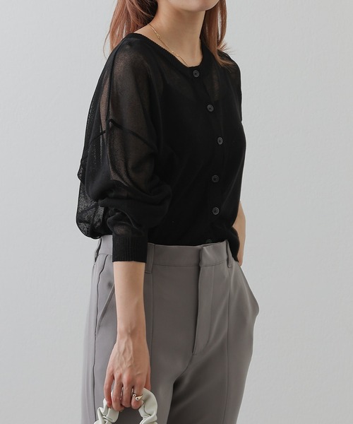 COLONY 2139（コロニートゥーワンスリーナイン）の「シアーニット　2WAYカーディガン（カーディガン/ボレロ・レディース・ブラック/ピンク/オレンジ/ブルー/グリーン・FREE）」の11枚目の写真