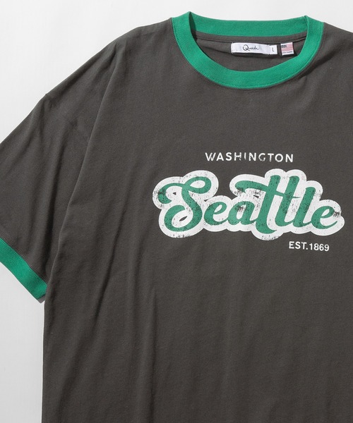 make a ray!(メイク ア レイ!)の「ビッグシルエット カレッジロゴ クルーネック リンガーTシャツ/【Seattle/シアトル】/【USAコットン】/古着風デザイン(Tシャツ/カットソー・レディース・ダークブルー/ホワイト/グリーン/スミクロ・M/L)」の3枚目の写真