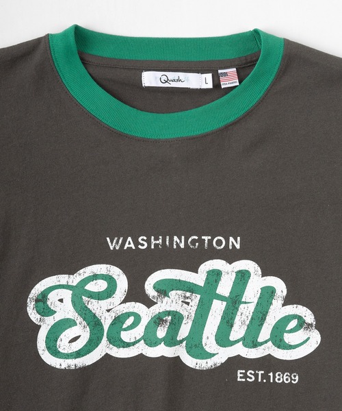 make a ray!(メイク ア レイ!)の「ビッグシルエット カレッジロゴ クルーネック リンガーTシャツ/【Seattle/シアトル】/【USAコットン】/古着風デザイン(Tシャツ/カットソー・レディース・ダークブルー/ホワイト/グリーン/スミクロ・M/L)」の10枚目の写真