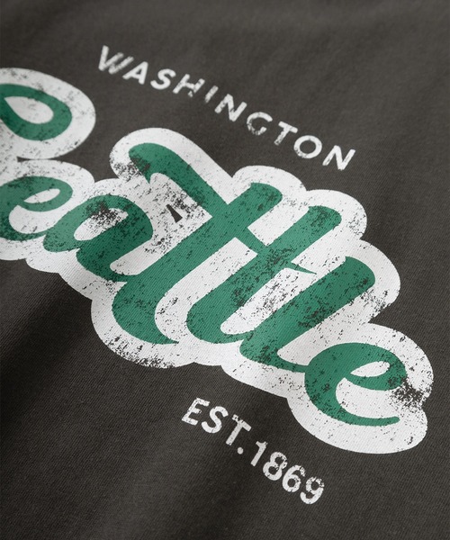 make a ray!(メイク ア レイ!)の「ビッグシルエット カレッジロゴ クルーネック リンガーTシャツ/【Seattle/シアトル】/【USAコットン】/古着風デザイン(Tシャツ/カットソー・レディース・ダークブルー/ホワイト/グリーン/スミクロ・M/L)」の13枚目の写真