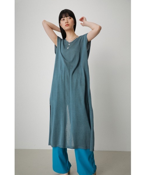 AZUL by moussy(アズールバイマウジー)の「2WAY FRENCH SLEEVE SUMMER KNIT/2WAYフレンチスリーブサマーニット(ベスト・レディース・ブラック/ライトカーキ/ダークブルー・SMALL/MEDIUM)」の3枚目の写真