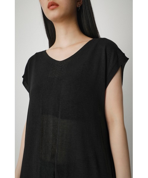 AZUL by moussy(アズールバイマウジー)の「2WAY FRENCH SLEEVE SUMMER KNIT/2WAYフレンチスリーブサマーニット(ベスト・レディース・ブラック/ライトカーキ/ダークブルー・SMALL/MEDIUM)」の4枚目の写真