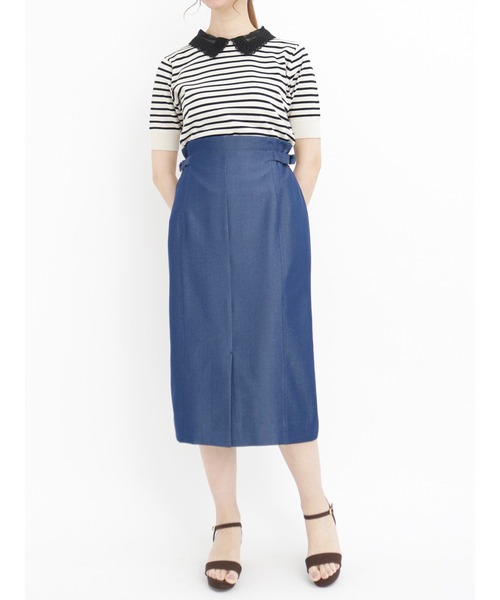 Te chichi（テチチ）の「麻調タイトスカート（スカート・レディース・ベージュ/ネイビー/オフホワイト・SMALL/MEDIUM）」の8枚目の写真