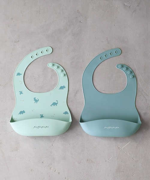 PUPPAPUPO（プッパプーポ）の「シリコンビブ 2枚セット（マグ/哺乳瓶/お食事グッズ・キッズ・その他1/ベージュ系その他/ブルー系その他・FREE）」の3枚目の写真