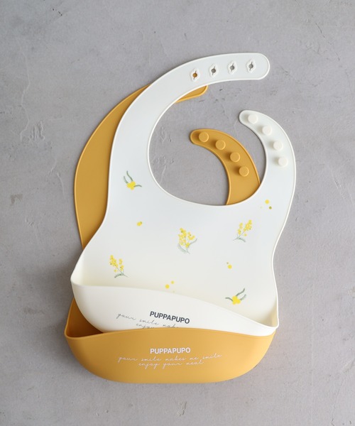 PUPPAPUPO（プッパプーポ）の「シリコンビブ 2枚セット（マグ/哺乳瓶/お食事グッズ・キッズ・その他1/ベージュ系その他/ブルー系その他・FREE）」の5枚目の写真