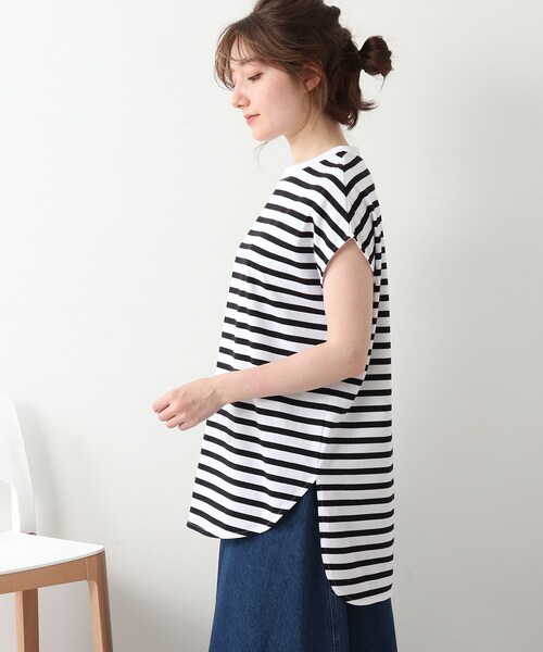 DRESKIP(ドレスキップ)の「◆【USAコットン100%/洗える】フレンチスリーブTシャツ(Tシャツ/カットソー・レディース・ライトベージュ/ブラック系2/グレー系その他/ダークオレンジ/オフホワイト・02/04/03)」の16枚目の写真