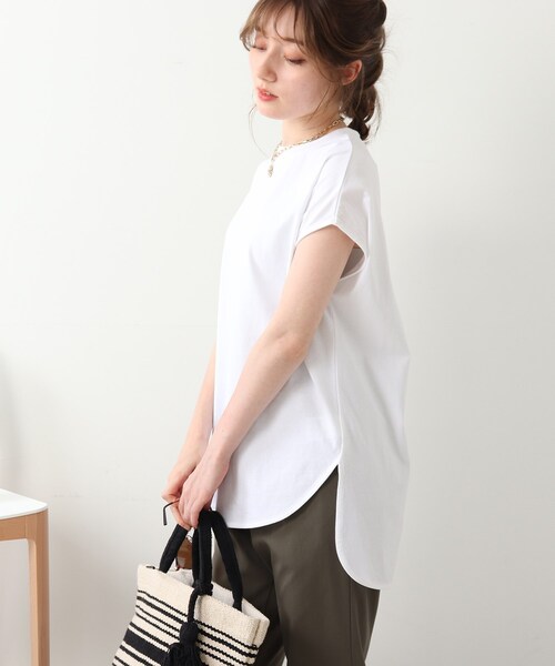 DRESKIP(ドレスキップ)の「◆【USAコットン100%/洗える】フレンチスリーブTシャツ(Tシャツ/カットソー・レディース・ライトベージュ/ブラック系2/グレー系その他/ダークオレンジ/オフホワイト・02/04/03)」の21枚目の写真