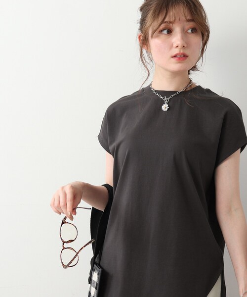 DRESKIP(ドレスキップ)の「◆【USAコットン100%/洗える】フレンチスリーブTシャツ(Tシャツ/カットソー・レディース・ライトベージュ/ブラック系2/グレー系その他/ダークオレンジ/オフホワイト・02/04/03)」の12枚目の写真