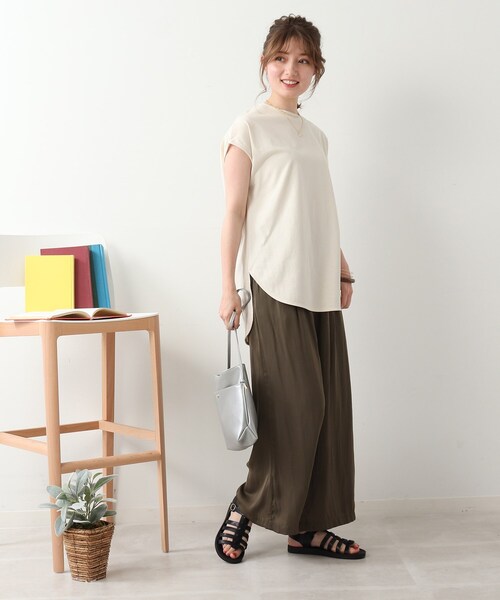 DRESKIP(ドレスキップ)の「◆【USAコットン100%/洗える】フレンチスリーブTシャツ(Tシャツ/カットソー・レディース・ライトベージュ/ブラック系2/グレー系その他/ダークオレンジ/オフホワイト・02/04/03)」の19枚目の写真