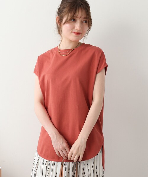 DRESKIP(ドレスキップ)の「◆【USAコットン100%/洗える】フレンチスリーブTシャツ(Tシャツ/カットソー・レディース・ライトベージュ/ブラック系2/グレー系その他/ダークオレンジ/オフホワイト・02/04/03)」の9枚目の写真