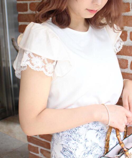INGNI（イング）の「袖レースフリルTシャツ（Tシャツ/カットソー・レディース・ブラック/オフホワイト/オレンジ/グリーン/グレー系その他・M）」の10枚目の写真