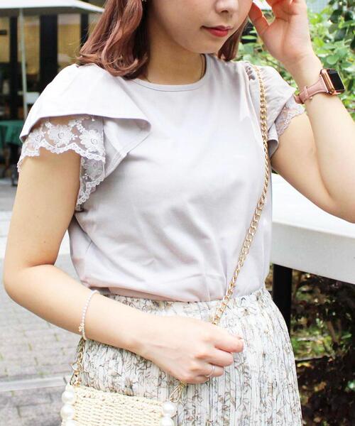 INGNI（イング）の「袖レースフリルTシャツ（Tシャツ/カットソー・レディース・ブラック/オフホワイト/オレンジ/グリーン/グレー系その他・M）」の13枚目の写真