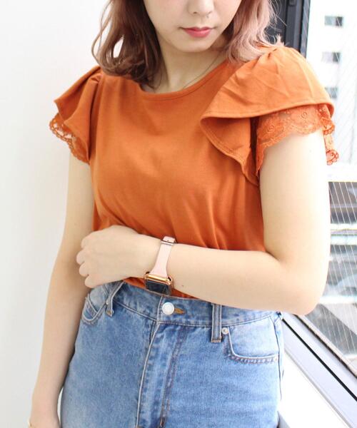 INGNI（イング）の「袖レースフリルTシャツ（Tシャツ/カットソー・レディース・ブラック/オフホワイト/オレンジ/グリーン/グレー系その他・M）」の11枚目の写真