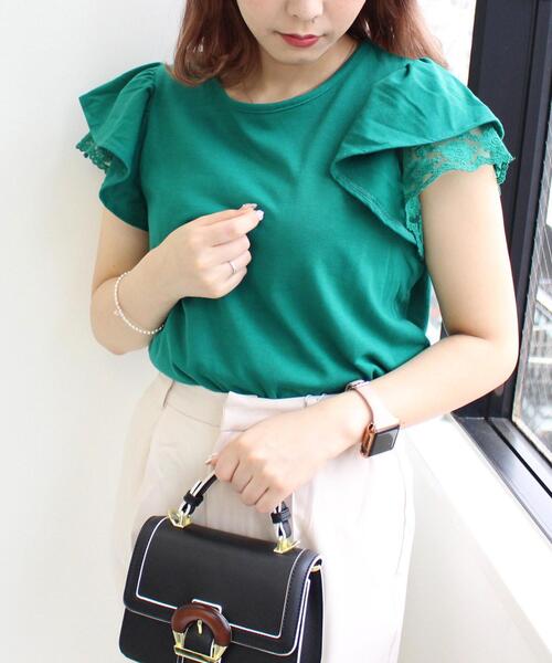 INGNI（イング）の「袖レースフリルTシャツ（Tシャツ/カットソー・レディース・ブラック/オフホワイト/オレンジ/グリーン/グレー系その他・M）」の14枚目の写真