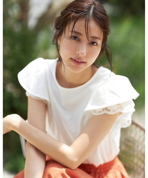 INGNI（イング）の「袖レースフリルTシャツ（Tシャツ/カットソー・レディース・ブラック/オフホワイト/オレンジ/グリーン/グレー系その他・M）」の15枚目の写真