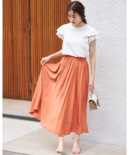 INGNI（イング）の「袖レースフリルTシャツ（Tシャツ/カットソー・レディース・ブラック/オフホワイト/オレンジ/グリーン/グレー系その他・M）」の17枚目の写真