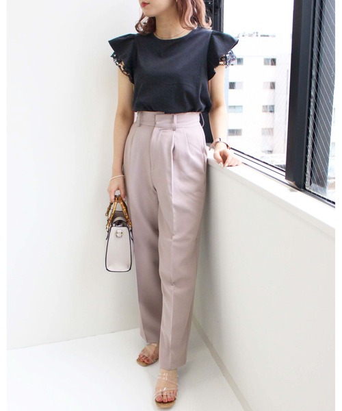 INGNI（イング）の「袖レースフリルTシャツ（Tシャツ/カットソー・レディース・ブラック/オフホワイト/オレンジ/グリーン/グレー系その他・M）」の22枚目の写真