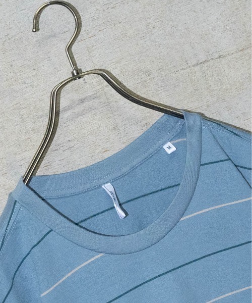 JOHN'S CLOSET（ジョンズクローゼット）の「【i】天竺 ピンボーダー半袖Tシャツ（Tシャツ/カットソー・メンズ・ブラウン/サックスブルー/グリーン・LARGE/MEDIUM/X-LARGE）」の6枚目の写真
