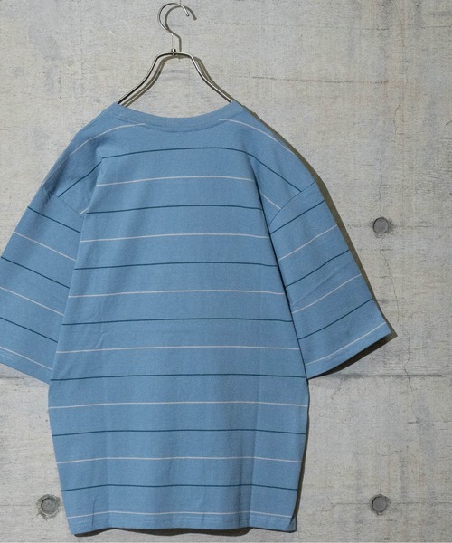 JOHN'S CLOSET（ジョンズクローゼット）の「【i】天竺 ピンボーダー半袖Tシャツ（Tシャツ/カットソー・メンズ・ブラウン/サックスブルー/グリーン・LARGE/MEDIUM/X-LARGE）」の5枚目の写真