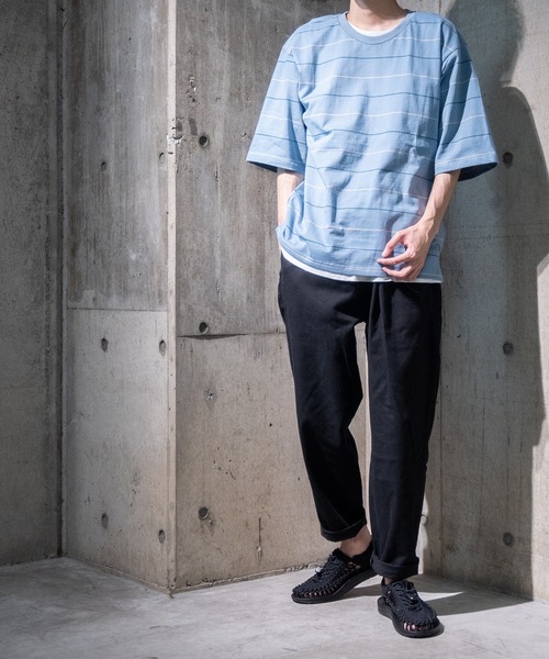 JOHN'S CLOSET（ジョンズクローゼット）の「【i】天竺 ピンボーダー半袖Tシャツ（Tシャツ/カットソー・メンズ・ブラウン/サックスブルー/グリーン・LARGE/MEDIUM/X-LARGE）」の10枚目の写真