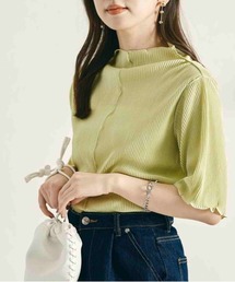 acro | 2waｙハイネックメロープリーツ5分袖トップス/AC1427(Tシャツ/カットソー)