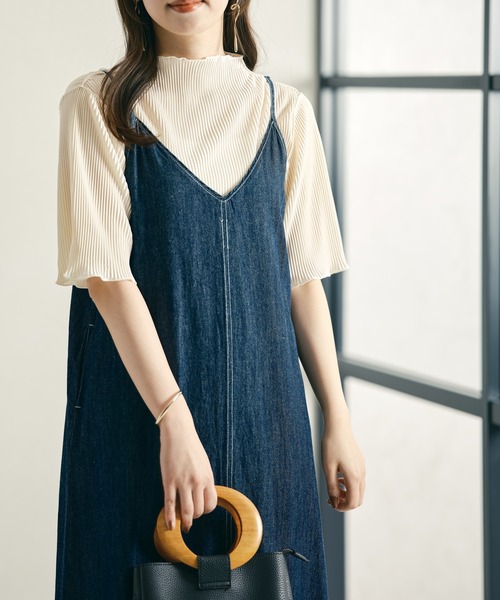 acro（アクロ）の「2waｙハイネックメロープリーツ5分袖トップス/AC1427（Tシャツ/カットソー・レディース・グリーン/ベージュ/オレンジ/ブラック/ブラウン/グレー/ホワイト/ピンク・ﾌﾘ-）」の12枚目の写真