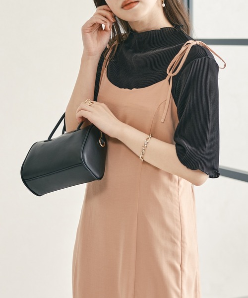 acro（アクロ）の「2waｙハイネックメロープリーツ5分袖トップス/AC1427（Tシャツ/カットソー・レディース・グリーン/ベージュ/オレンジ/ブラック/ブラウン/グレー/ホワイト/ピンク・ﾌﾘ-）」の19枚目の写真