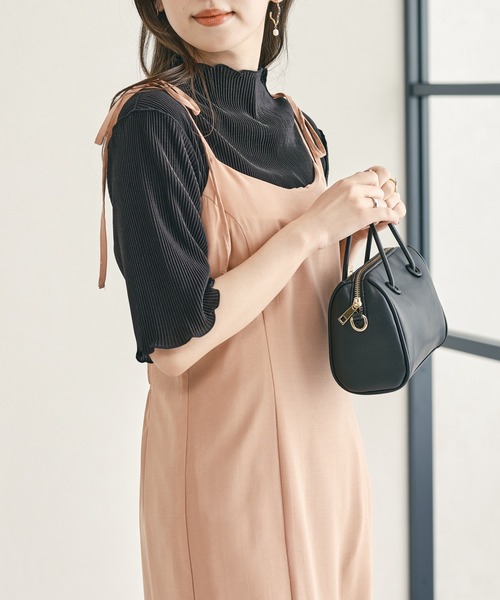 acro（アクロ）の「2waｙハイネックメロープリーツ5分袖トップス/AC1427（Tシャツ/カットソー・レディース・グリーン/ベージュ/オレンジ/ブラック/ブラウン/グレー/ホワイト/ピンク・ﾌﾘ-）」の20枚目の写真